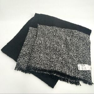 NWT Christopher & Banks winter scarf black and white color clock with fringe